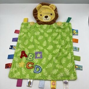 Taggies Lion abcd Baby Security Blanket Lovey Green Leaf Leaves Letters Stars